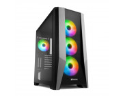 Sharkoon TG7M RGB ATX Case, with Side Panel of Tempered Glass, without PSU, Mesh Front Panel, Tool-free, Pre-Installed Fans: Front 3x120mm A-RGB LED, Rear 1x120mm A-RGB LED, ARGB Controller, 1xTypeC, 2xUSB3.0, 1xAudio, 1xMic, Top&Front 360mm radiator supp